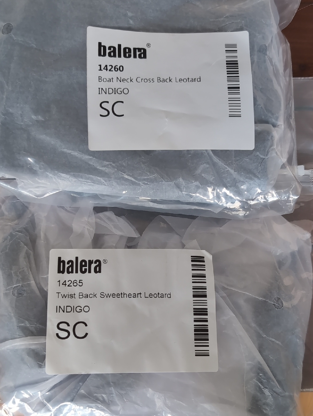 Two Balera Dance Leotards, New With Tags, Size Small Children's, Indigo Color